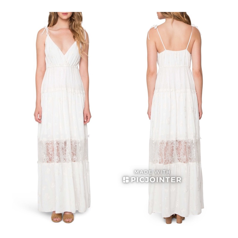 NWT Willow & Clay Lace Floral Maxi Dress Ivory M
